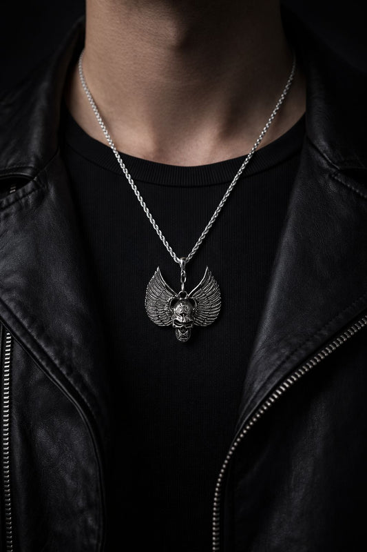 Winged Statement Pendant Necklace – Stainless Steel
