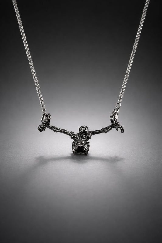 Stainless Steel Statement Pendant – Skeleton Design