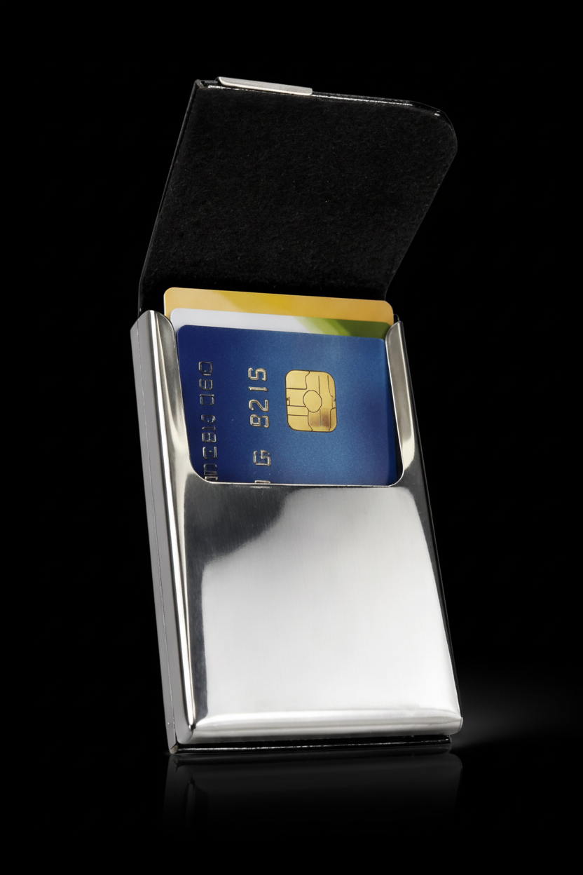 Silver Card Case – Dark Aesthetic Product Shoot