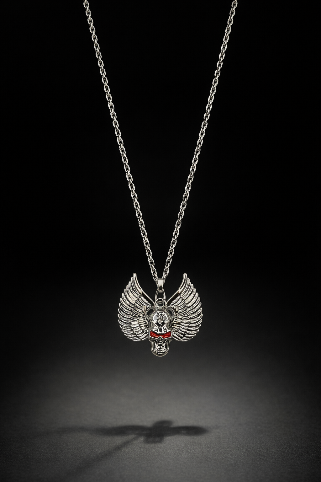 Winged Statement Pendant Necklace – Stainless Steel