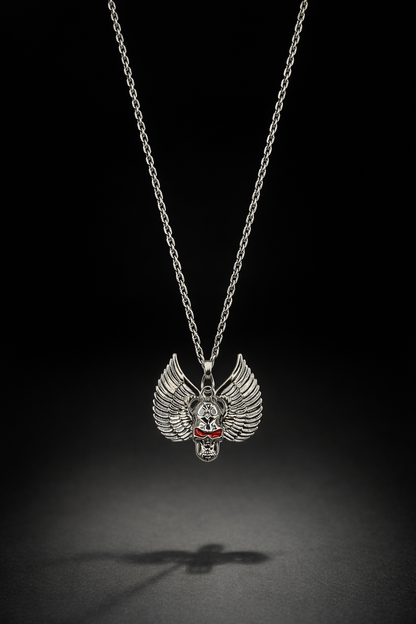 Winged Statement Pendant Necklace – Stainless Steel