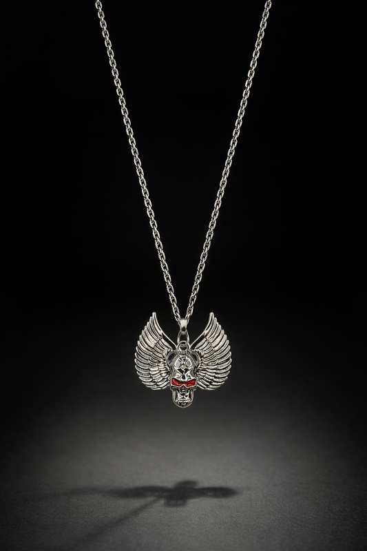 Winged Statement Pendant Necklace – Stainless Steel