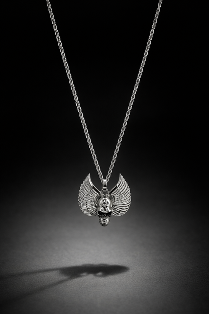 Winged Statement Pendant Necklace – Stainless Steel