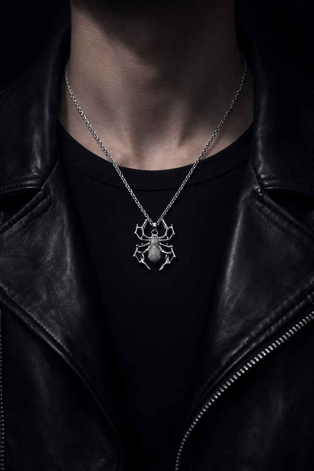 Spider Design Pendant Necklace – Stainless Steel Fashion Jewelry