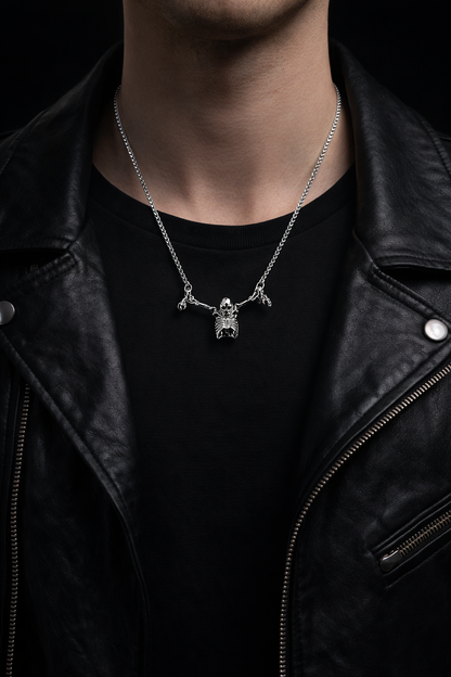 Stainless Steel Statement Pendant – Skeleton Design