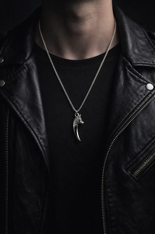 Stainless Steel Statement Pendant – Wolf Design