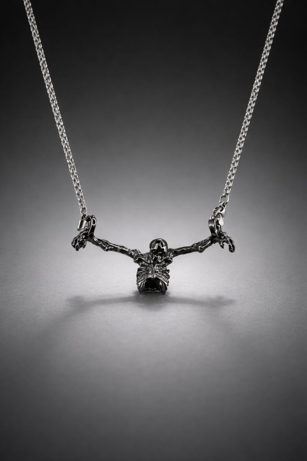 Stainless Steel Statement Pendant – Skeleton Design