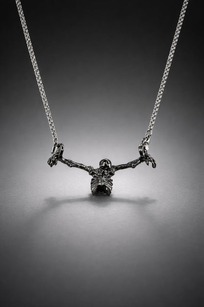 Stainless Steel Statement Pendant – Skeleton Design