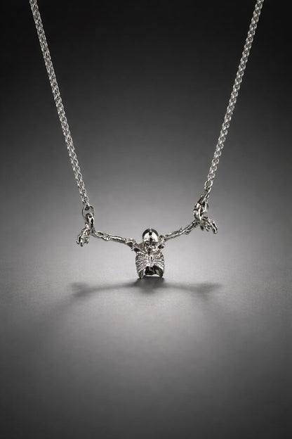 Stainless Steel Statement Pendant – Skeleton Design