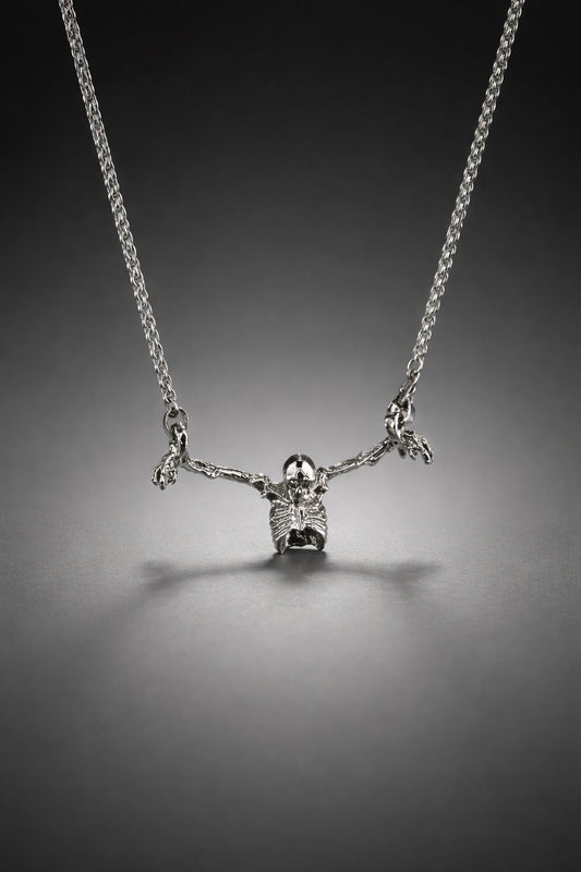 Stainless Steel Statement Pendant – Skeleton Design