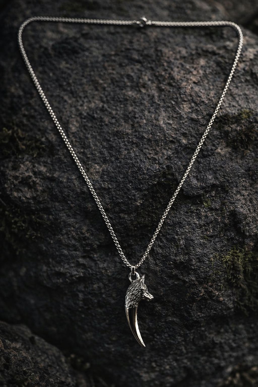 Stainless Steel Statement Pendant – Wolf Design