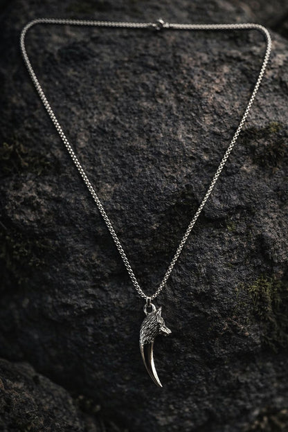 Stainless Steel Statement Pendant – Wolf Design