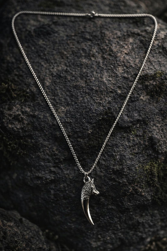 Stainless Steel Statement Pendant – Wolf Design