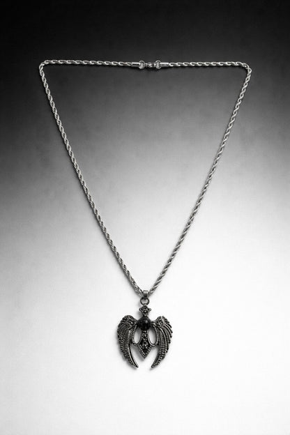 PREMIUM WINGS CROSS WITH STAINLESS STEEL CHAIN- BLACK