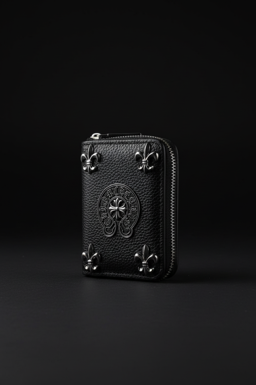 Black Leather Card Case – Dark Aesthetic Product Shoot