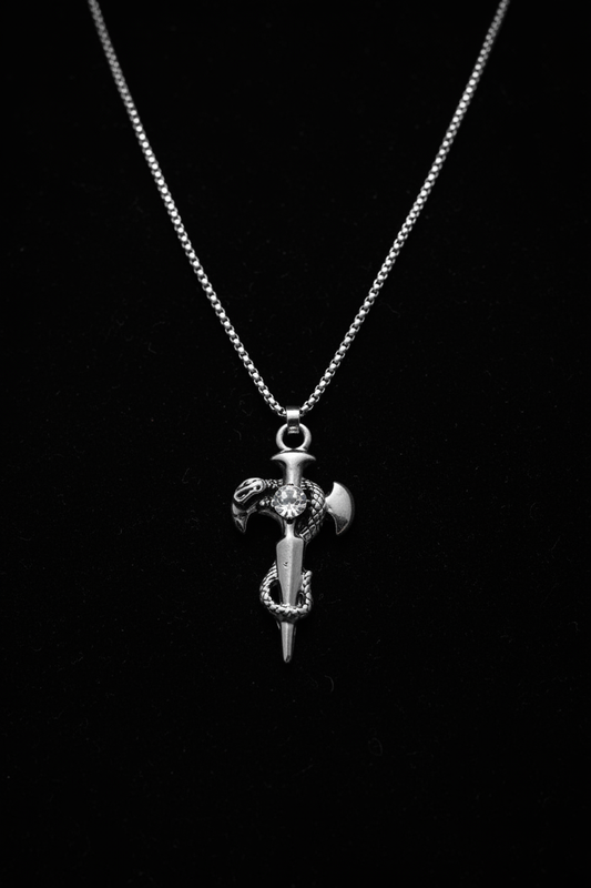 Dagger Cross Pendant — Dark Luxury Editorial