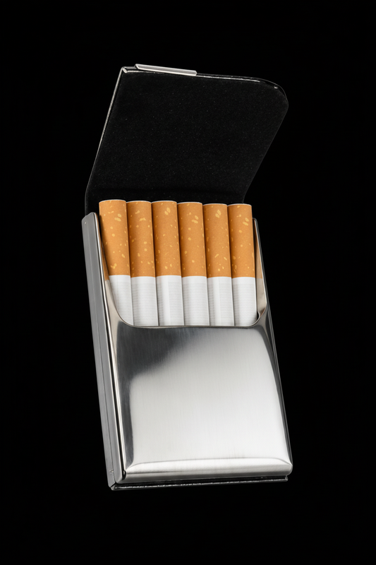 Silver Cigarette Case – Dark Aesthetic Product Shoot